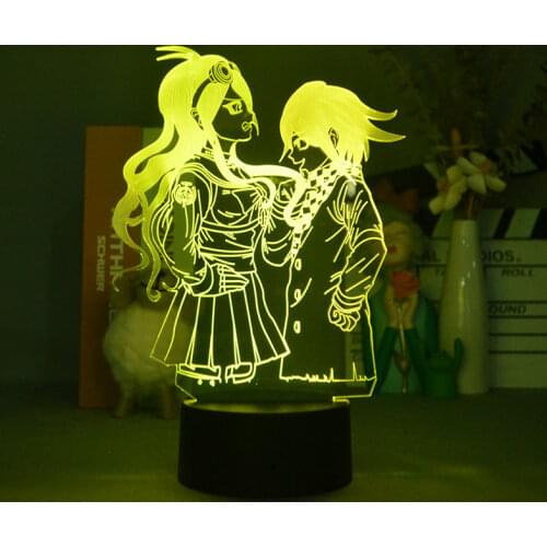 Miu Iruma & Kokichi Oma Danganronpa Figurines Night Light Creative 3D Visual Upward Lighting Acrylic Desk Lamp Video Game Fans