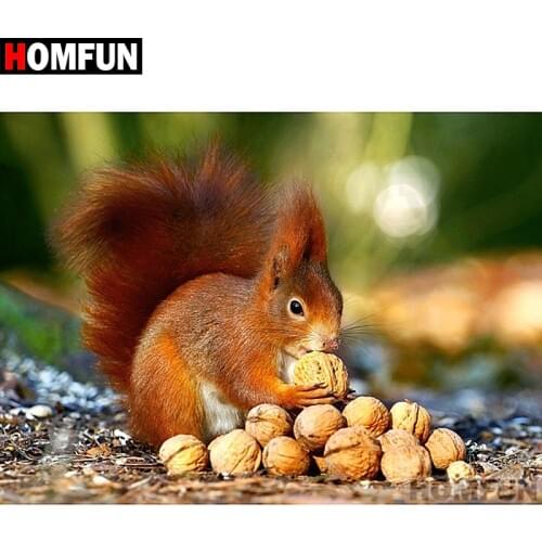 HOMFUN Full Square/Round Drill 5D DIY Diamond Painting "Animal squirrel" Embroidery Cross Stitch 5D Home Decor Gift A07082
