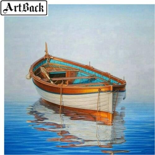 Diamond painting boat view full square round drill rhinestone mosaic new arrival 3d diy diamond embroidery craft gift