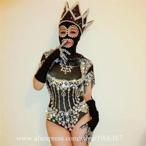 Ballroom Dancer DS Sexy Dress With Gloves And Headwear Stage Show Wears Outfit Clothes Party Performance Cloth KTV Suit