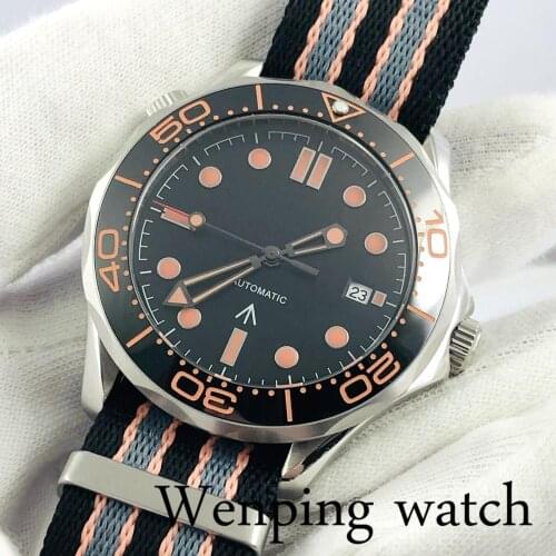 Bliger 41mm Silver Case Sapphire Glass Ceramic Bezel Black Dial Date Luminous Top Casual Luxury NH35 Movement Automatic Watch