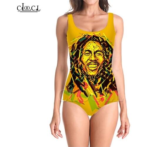 CLOOCL Singer Reggae Creator Bob Marley 3D Print One-piece Swimsuit Women Swimming Bathing Suit Sleeveless Slim Sexy Girl