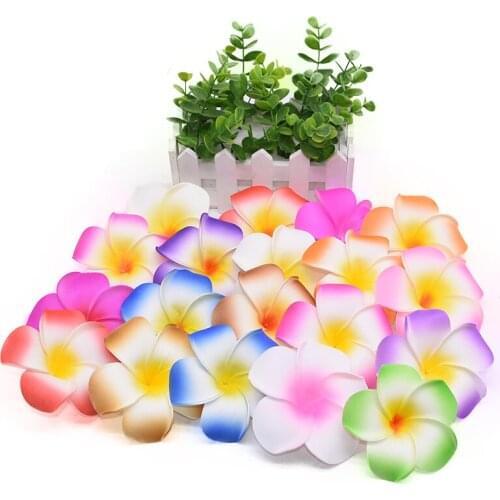 20Pcs Plumeria Hawaiian PE Foam Frangipani Artificial Flower Headdress Flowers Egg Flowers for Wedding Party Decoration Supplies