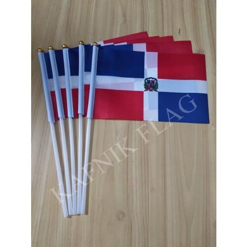 KAFNIK,5pcs 14 * 21cm Dominican Republic hand flag Dominican Republic National Flag Free Shipping
