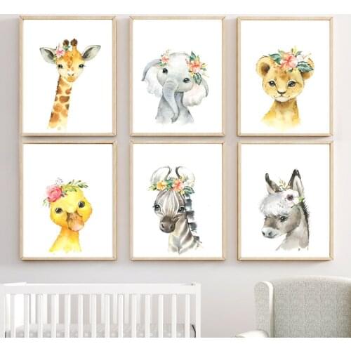 Little Animal Duckling Pig Zebra Baby Family Anime Poster Coffee Canvas Painting Art Print Wall Picture Child Room Decoration
