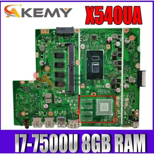 AKemy For ASUS X540UA X540UBR X540UB X540U X540 laptop motherboard mainboard X540UA original mainboard with I7-7500U 8GB RAM