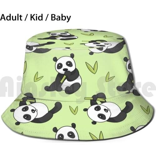 Cute Panda With Bamboo Sun Hat Foldable UV Protection Panda Cute Panda Lover Panda Panda Panda Bamboo Panda Eat Bamboo