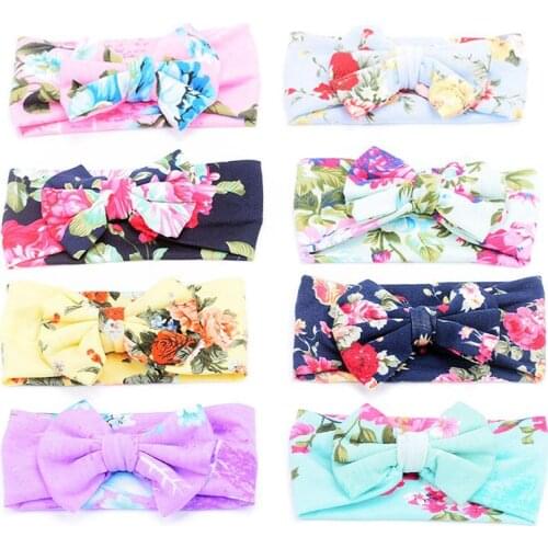 Infant Toddler Cute Floral Long Stripe Bow Tie Hair Headband Baby Headwear