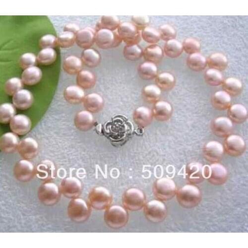 Vogue Pink Freshwater Pearl Jewelry Necklace 18"
