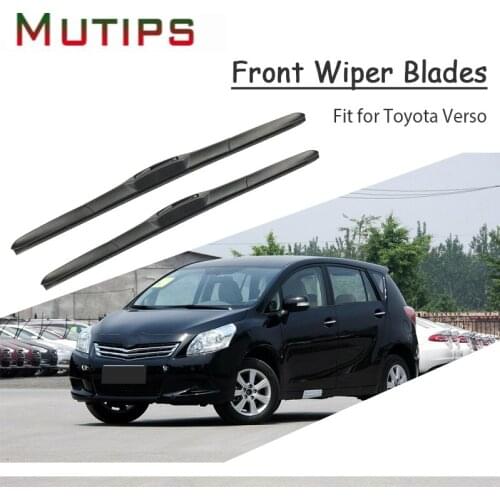 Mutips 1Set Rubber Car Front Wiper Blade Kit For Toyota Verso 2013 2012 2011 2010 2009-2002 Windscreen Original Auto Accessories