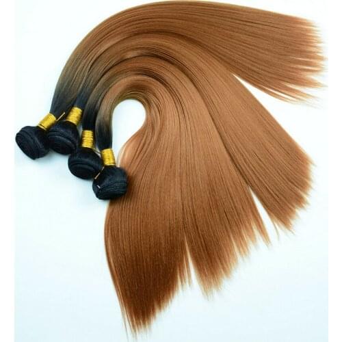 Soft Synthetic Hair Bundles 1/Lot,Can Straighten Deep Brown Color Double Weft Heat Resistant Fiber Hair Weave Yaki Straight 100g