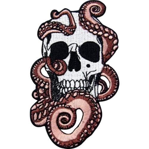 Octopus and Skull MC Embroidery Patches Iron on Clothes Biker Motorcycle Fashion for Rider Biker Jacket Vest Applique Customized