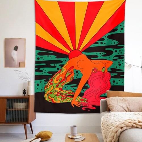 Aesthetic Wall Hanging Colorful Sunshine Home Wall Decor Psychedelic Tapestry Decor Living Room Bedroom Decoration Kawaii Mural