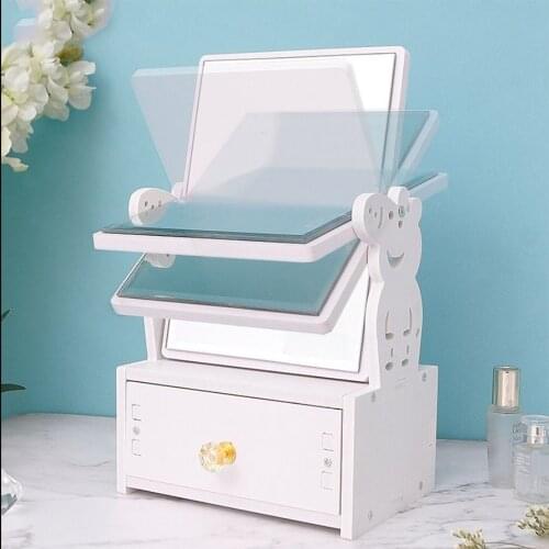 Table Mirror Storage Makeup Table Mirror with Drawer Dressing Table Mirrors for Bedroom Beauty Cosmetic Mirror Jewelry Mirrors