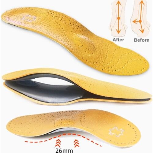 SUPERAPEAPE High quality Leather orthotics Insole for Flat Foot Arch Support 25mm orthopedic Silicone Insoles for men and women