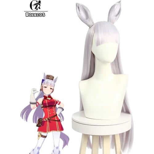 ROLECOS Anime Uma Musume Pretty Derby Gold Ship Cosplay Wig Gold Ship Cosplay Wig Women Headwear Synthetic Hair Heat Resistant