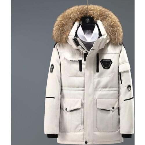 -30 Degree Winter Mens White Down Jacket Parkas High Quality Warm Hooded Winter Thick Coat Male Snow Jackets Windbreaker Parkas