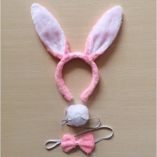 Children adult Bunny Ear Headband Set Black pink white blue Fancy Dress Costume Hen Party big Rabbit ear hairbands headwear tail