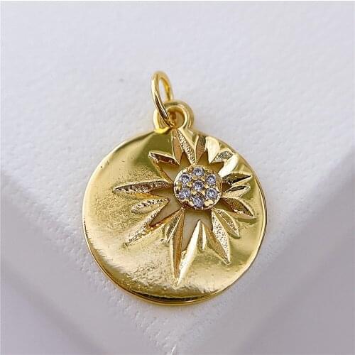 1PCS Real 18K Gold Plated Necklace Pendant Charms for Jewelry Findings Components Making Supplies DIY Cupron Accessories