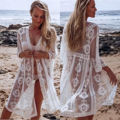 Transparent Beach Kimono Women Beachwear Crochet Cloak Loose Sunscreen Outside With a Cardigan Cutout Cover Ups Bathing Suit