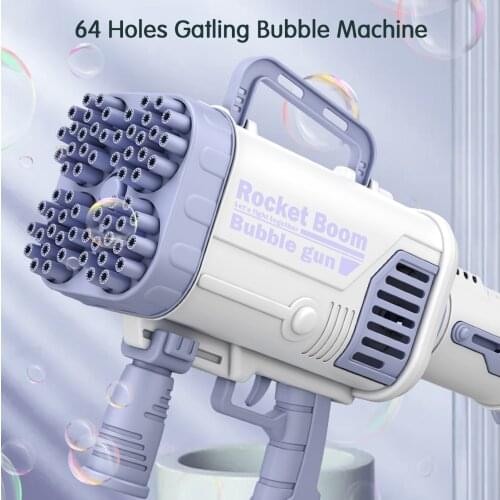 44/64-Holes Bubble Machine Rocket Launcher Shape Bubble Maker Automatic Blower Bubbles Maker Gun For Kids Toys Children Gifts