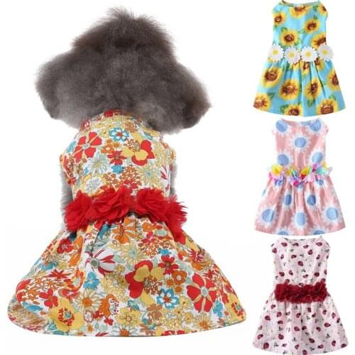 Luxury Flower Printed Design Dog Clothes Summer Party Dress for Small Dogs Shirt Vest Sundress Chihuahua Yorkies Pet Apparel