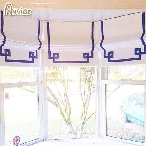 Anvige modern fashion custom roman blinds with purple trims,custom roman shades with chain mechanism,border roman blinds