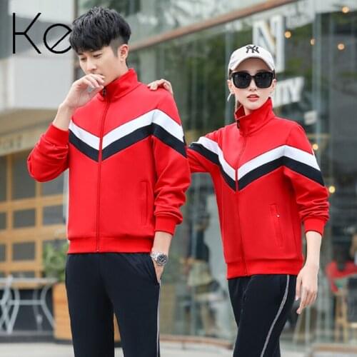 KE 2021 fall sports suits couple unisex man woman blue red black jogging running football casual tracksuit men saport wear woman