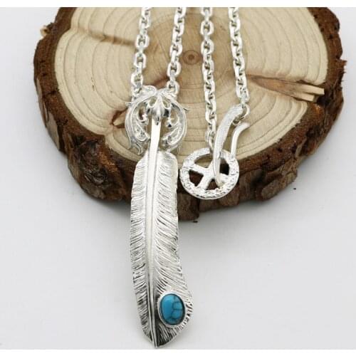 Starfield Takahashi Goro Handmade Retro Thai Silver Feather Pendant Men Women S925 Sterling Silver Sweater Necklace