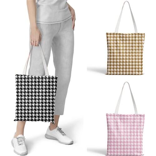 Thousand Birds Women Canvas Shopping Bags Fashion Convenient Beach Travel Tote Bag Eco-Friendly Reusable Grocery Shopping Bags