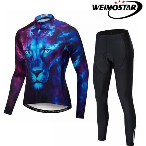 Weimostar Long Sleeve Cycling Clothing Jersey Men Winter Cycling Jersey Sets Riding Sports Bicycle Clothes Mtb Road Bike Jersey