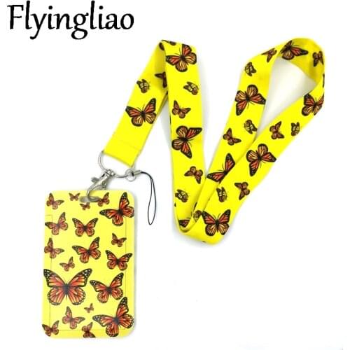 Yellow Monarch Butterfly Lanyard for Keys Phone Cool Neck Strap Lanyard for Camera Whistle ID Badge Cute webbings ribbons Gift