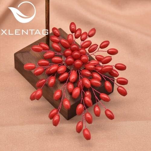 XlentA Fat Rice Coral Branch Brooch Brass Plated 18K Gold Women Birthday Party Luxury High Quality Jewelry Gift GO0391