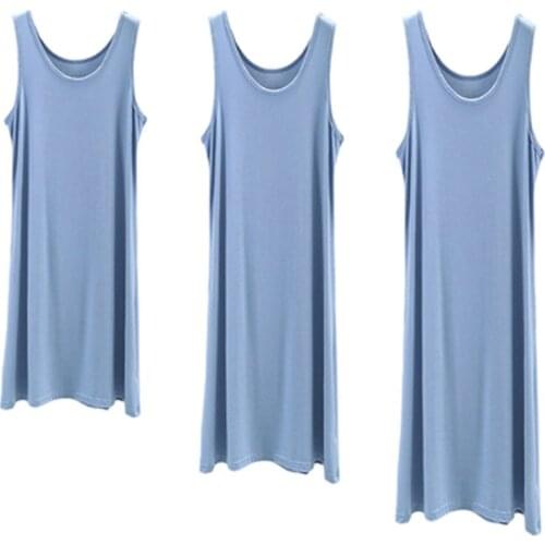 2021 New Arrival Women O-Neck Sleeveless Women Summer Modal Cotton Dress Elegant Women Casual Loose Tank Dress Vestidos