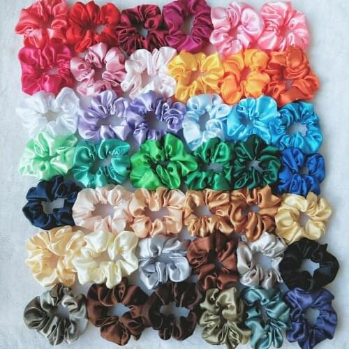 1PC Women Elegant Satin Solid Elastic Ponytail Holder Scrunchies Tie Hair Rubber Band Headband Lady Accessories