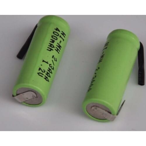 10PCS 1.2V ni-mh 2/3AAA rechargeable battery 400mah 2/3 AAA nimh cell with soldering tabs pins for DIY LED solar light