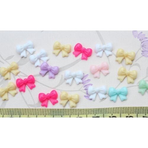 100pcs lovely Mixed miniature Resin butterfly Bow Cabochons (12mm) Cell phone decor, hair pin, rings DIY kitsch bow D10