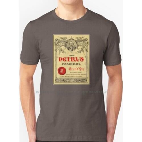 1969 Petrus Bordeaux T Shirt 100% Pure Cotton Petrus Pomerol Grand Vin Red Wine Rare Wine Vintage Wine Label Bordeaux France