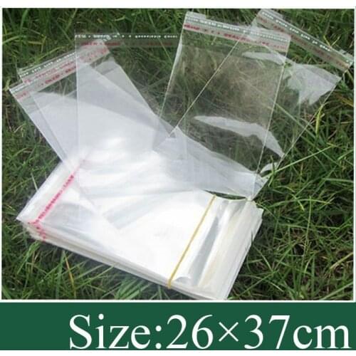 200x clear Self Adhesive Seal Plastic Bag 26x37cm opp bag /poly bag free shipping