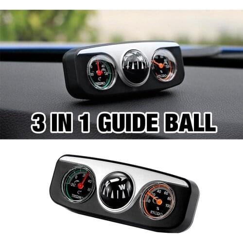 3 in 1 Guide Ball Car Compass Thermometer Hygrometer Car Ornaments Car Styling Interior Accessories For Auto Boat Vehicles