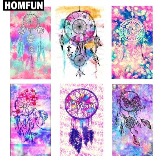 HOMFUN Full Square/Round Drill 5D DIY Diamond Painting "Indian Dream feather" 3D Embroidery Cross Stitch 5D Decor