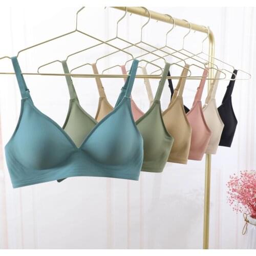 Honviey seamless underwear women no steel ring thin small breasts adjustable breast bra latex underwear women small chest bra