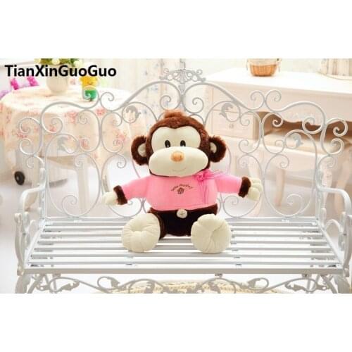 Stuffed toy large 65cm cartoon brown monkey plush toy with pink cloth, soft throw pillow birthday gift h2987