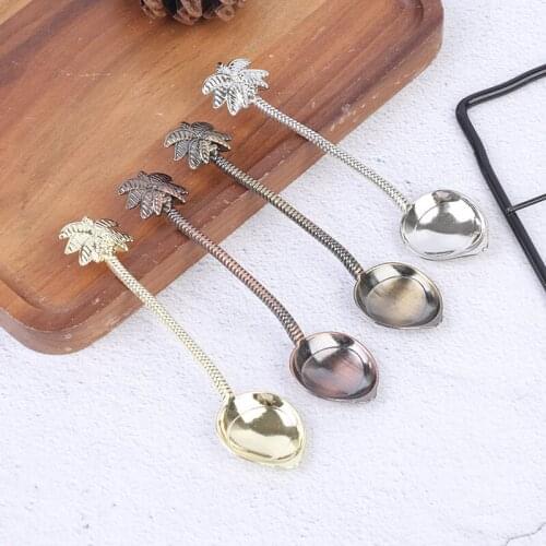 Zinc Alloy Teaspoon Gold Coffee Spoon Tropical Coconut Tree Style Stirring Fashion Accessories Spoon About 10.5cm Kitchen Set