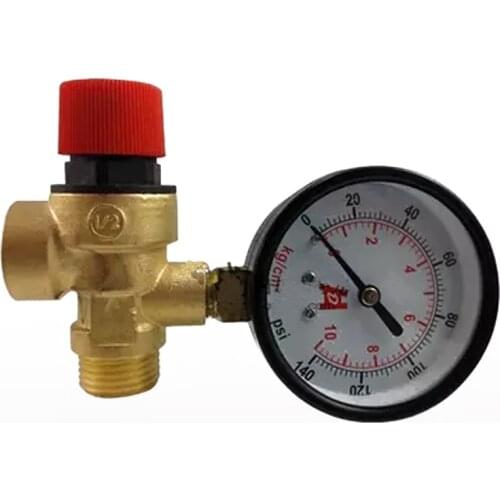 DN15 Brass Boiler Safety Valve 1/2" Male Thread Exhaust Safety Pressure Relief Valve With Pressure Gauge 2Bar 3Bar 5Bar 8bar