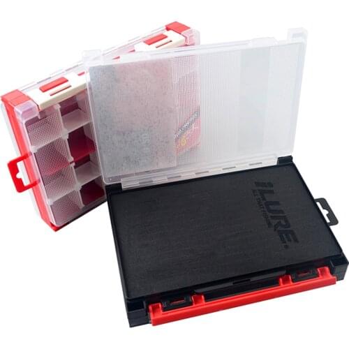 Double Sided Fishing Tackle Box Storage Trays with Removable Dividers Fly Fishing Lure Squid Jig Hooks Organizer Box Case