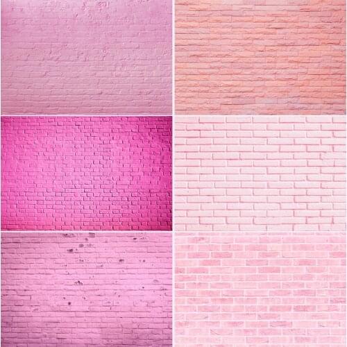 Baby Photography Backdrops Pink Brick Wall Wood Floor New Born Photoshoot Props Kids Children Photo Backgrounds for Studio