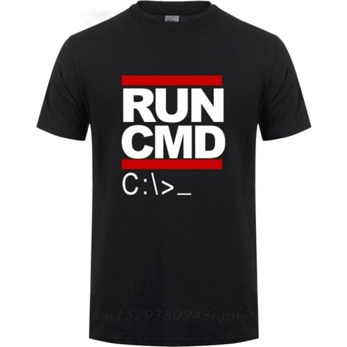 Run Cmd Computer Programmer T Shirts Funny Birthday Gift For Man Boyfriend Husband Summer Short Sleeve Cotton T-Shirt Geek Nerd