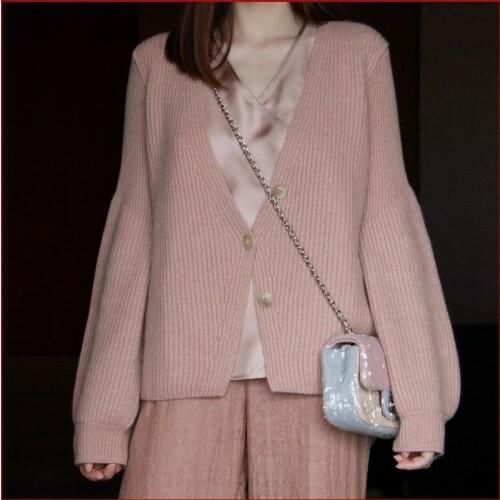 Womens New 2021 goat wool Loose Long Sleeve Knit Cardigan Coat Thick Winter Women Cardigans Sweater