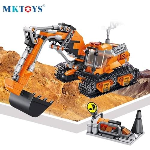 500+PCS City Construction Engineering Excavator Building Blocks Creator Technical Car Truck Crane Figures Bricks Education Kids